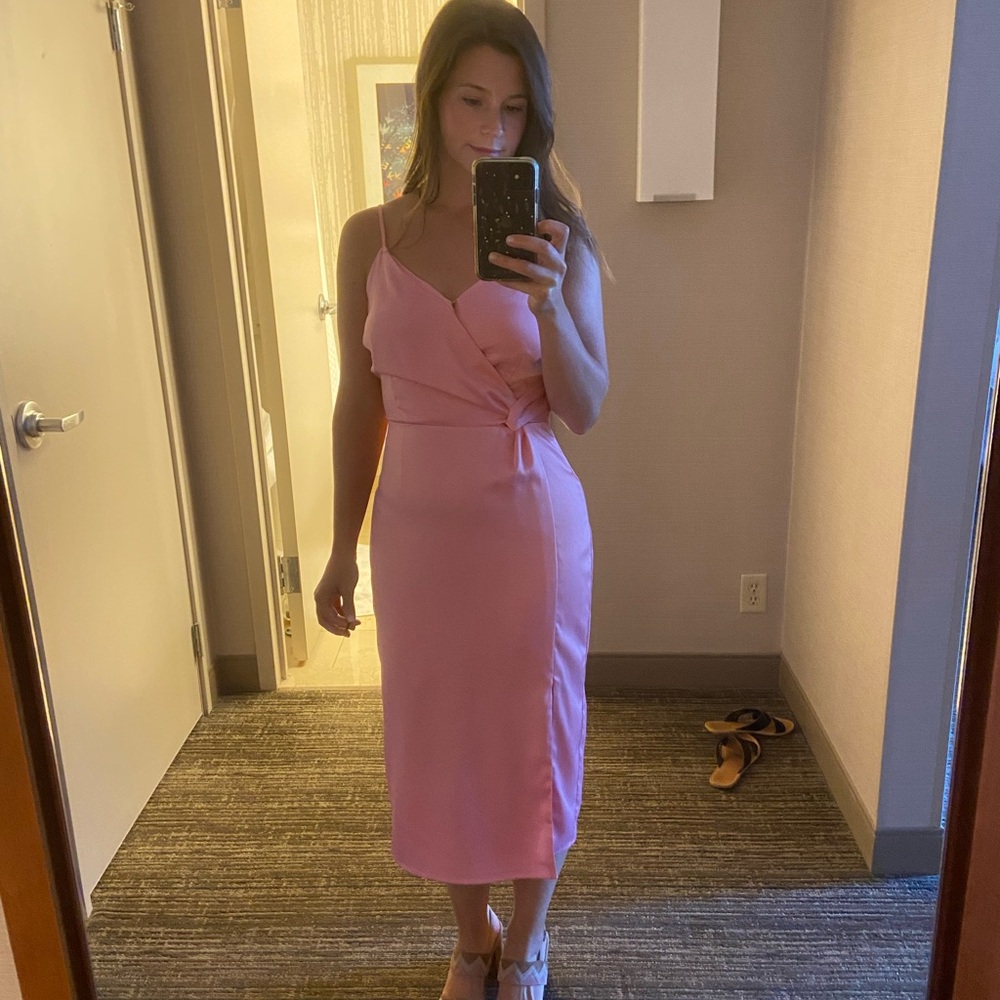 Elegant Pink Wrap Dress